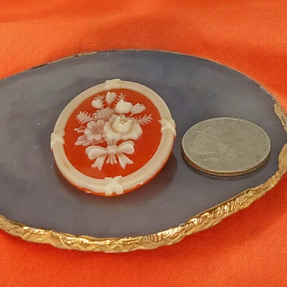 Vintage Avon Cameo Style Floral Brooch Pin Coquette Girl Lolita Orange Apricot - Picture 2 of 5